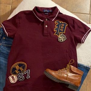 Classic Polo Shirt in Burgundy with Awesome patch